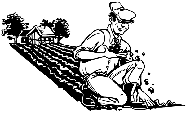 Farmer planting by hand vinyl sticker. Customize on line.      Agriculture Crops Farming Farmer Planting 003-0095  